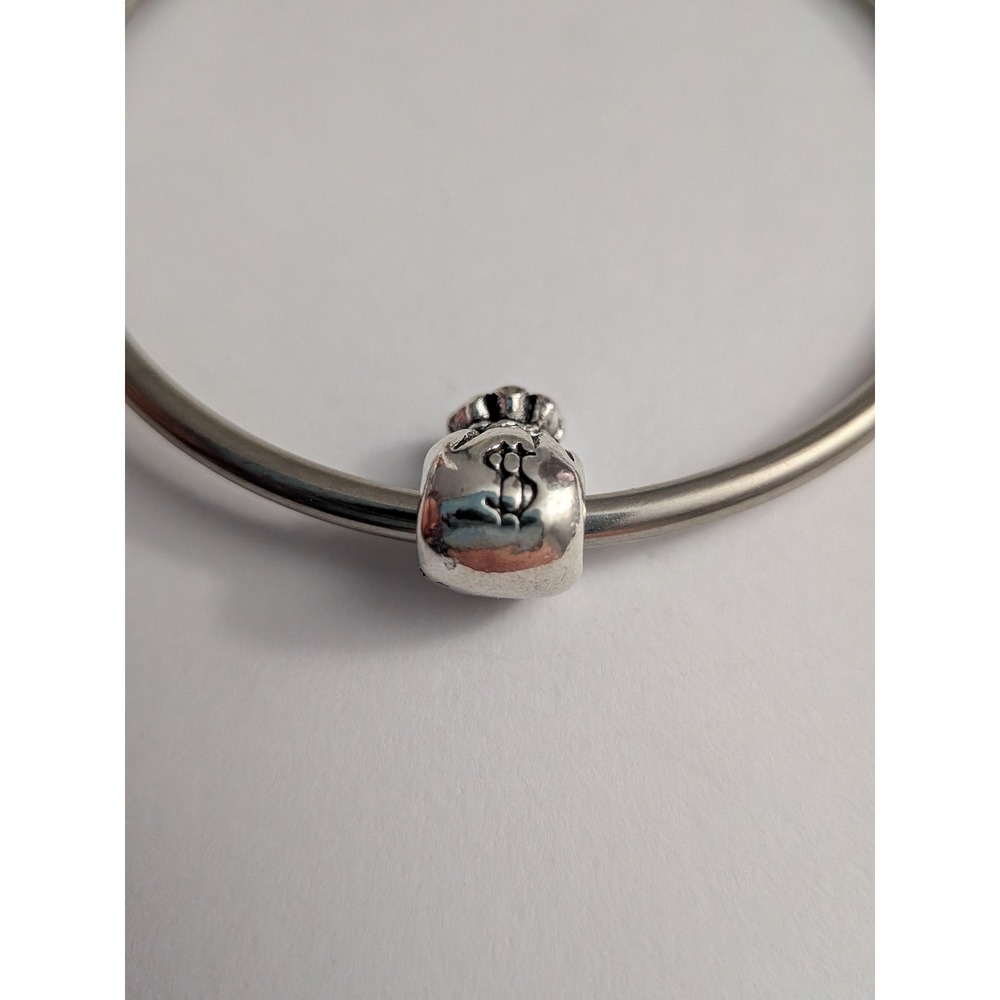 Sterling Silver Money Bag Charm Dollar Sign Prosperity Bead for Bracelet